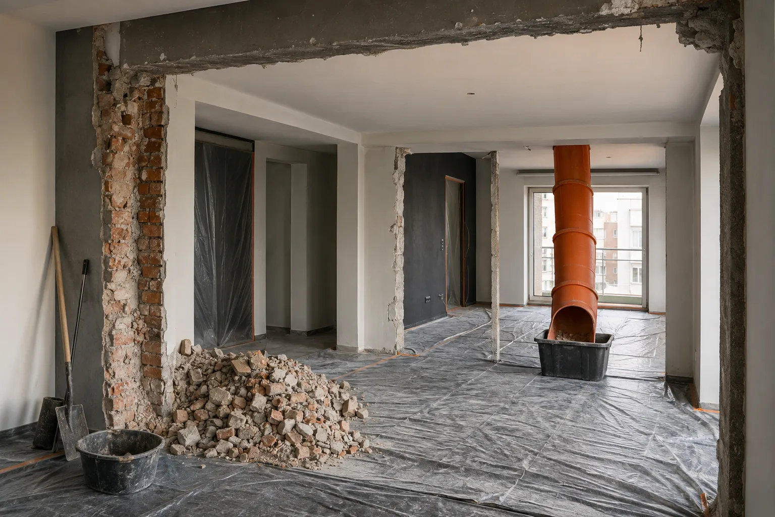 Valencia apartment stripped back to bare walls before renovation