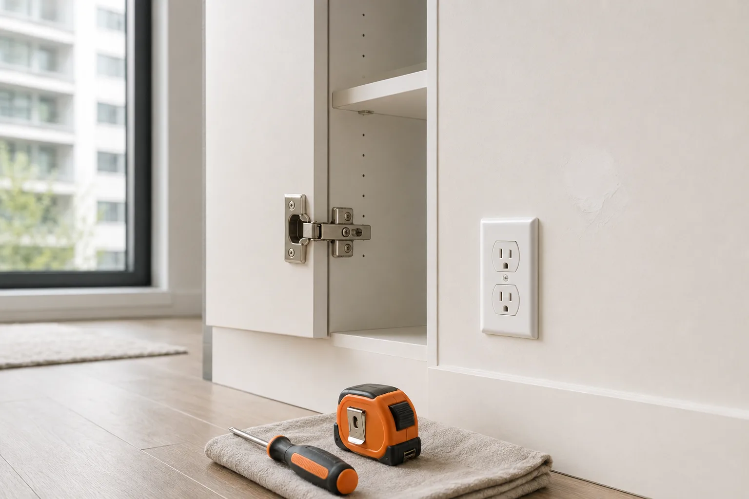 Handyman services closing a list of small jobs in a Valencia apartment