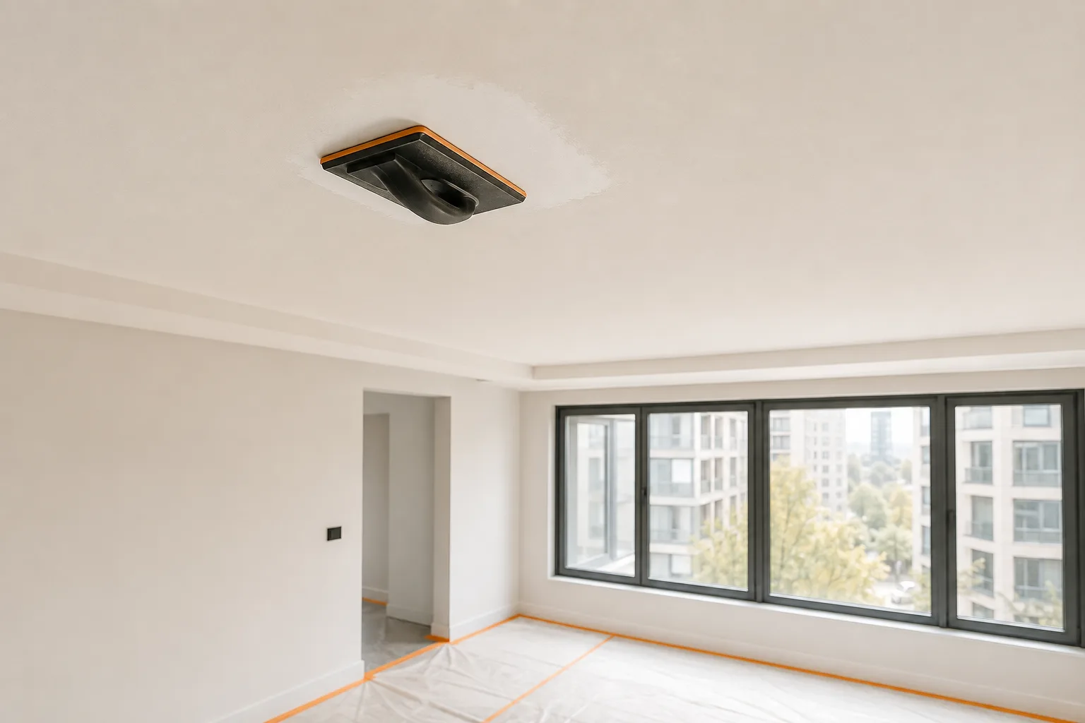 Minor ceiling repair in a Valencia apartment bedroom
