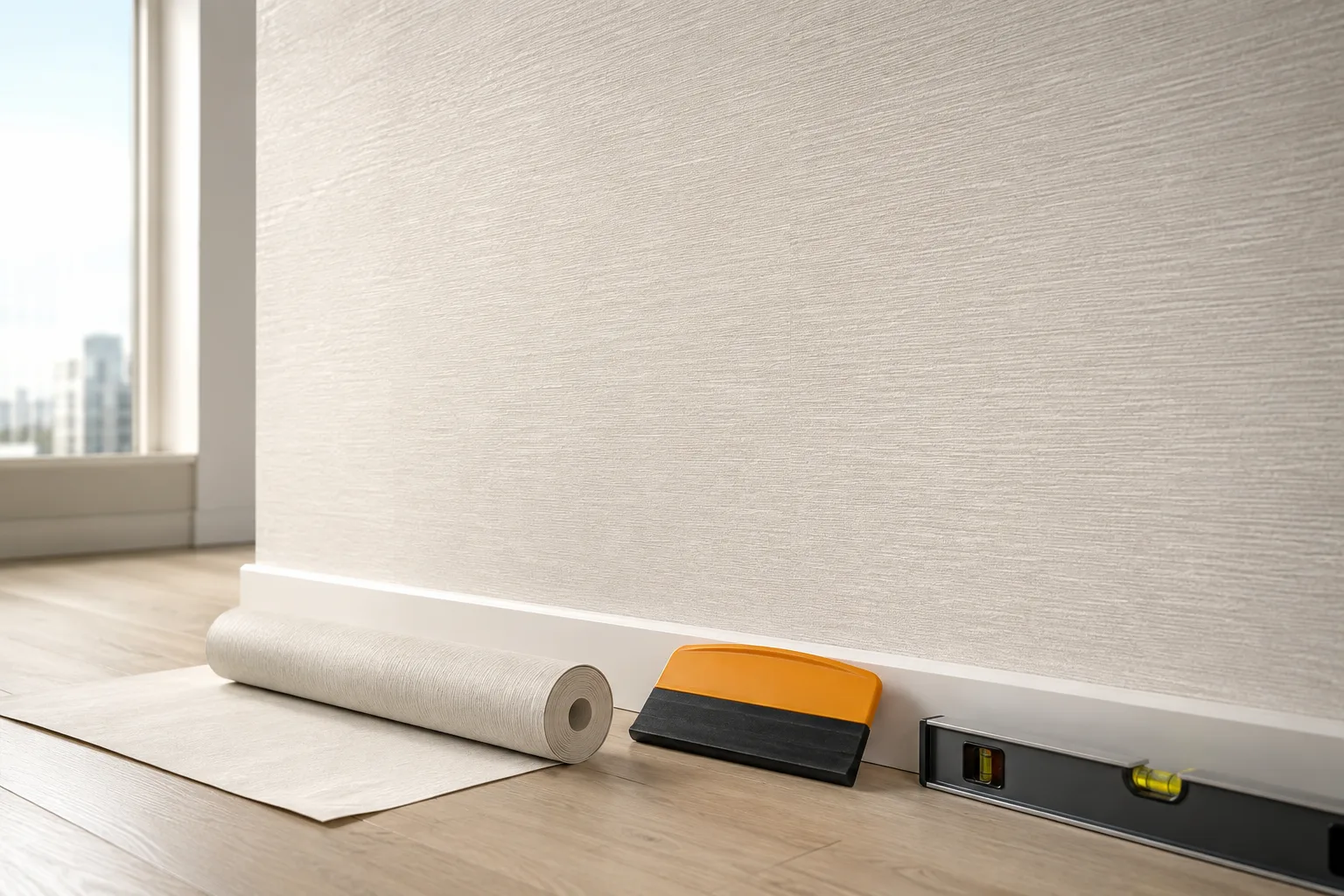 Wallpaper installation in a Valencia apartment